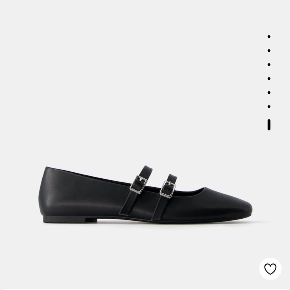 Bershka Black Double-Strap Mary Jane Flats